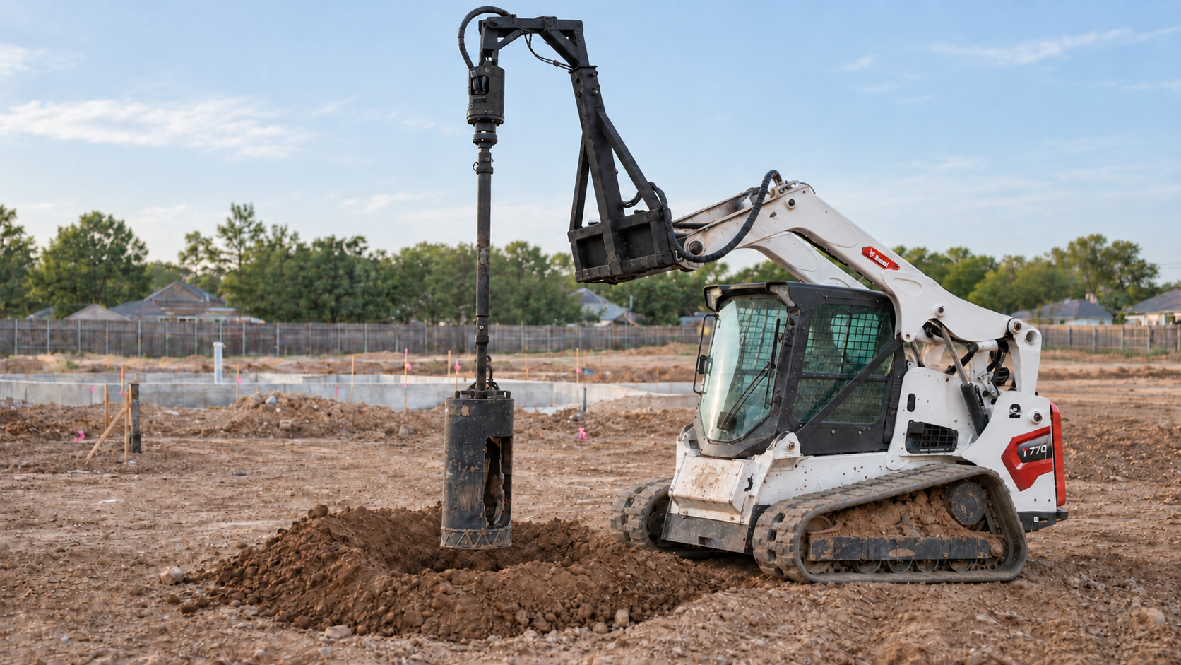 Representative photo of compact equipment drilling a pier on a jobsite